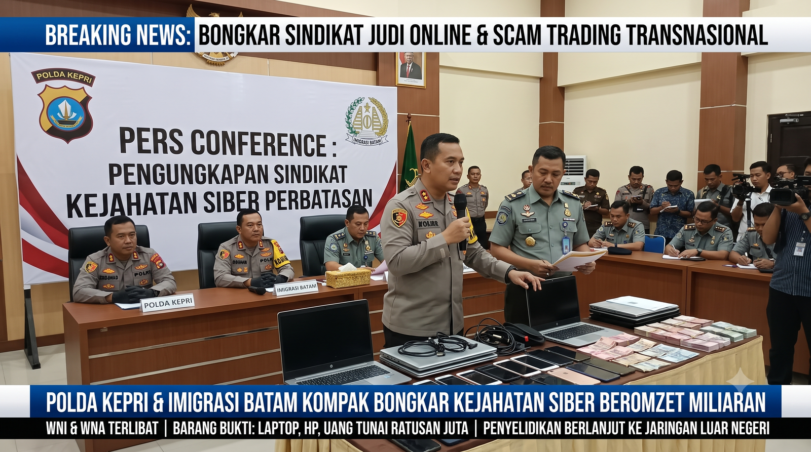 Sindikat Kejahatan Siber Perbatasan: Polda Kepri dan Imigrasi Batam Kompak Bongkar Judi Online & Scam Trading Transnasional Beromzet Miliaran