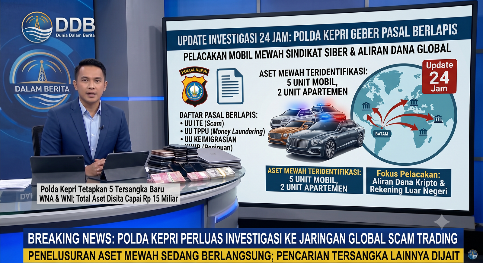 Update Investigasi 24 Jam: Polda Kepri Geber Pasal Berlapis hingga Pelacakan Mobil Mewah Sindikat Siber
