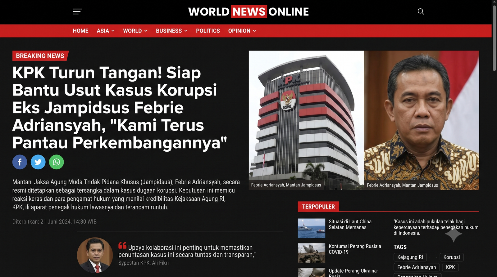 KPK Turun Tangan! Siap Bantu Usut Kasus Korupsi Eks Jampidsus Febrie Adriansyah, "Kami Terus Pantau Perkembangannya