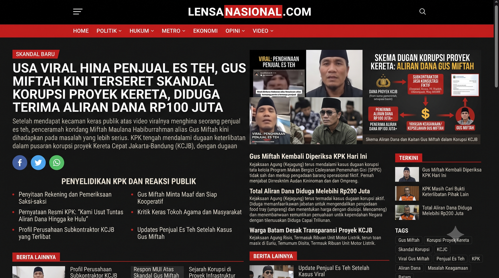Usai Viral Hina Penjual Es Teh, Gus Miftah Kini Terseret Skandal Korupsi Proyek Kereta, Diduga Terima Aliran Dana Rp100 Juta