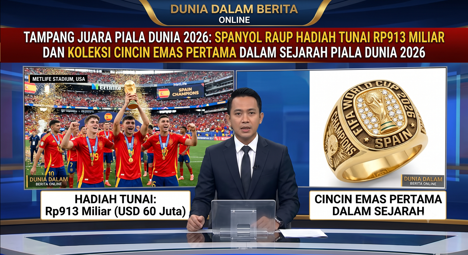 RAJA DUNIA 2026: Spanyol Sabet Trofi, Guyuran Rp913 Miliar, Hingga Cincin Berlian Mewah!