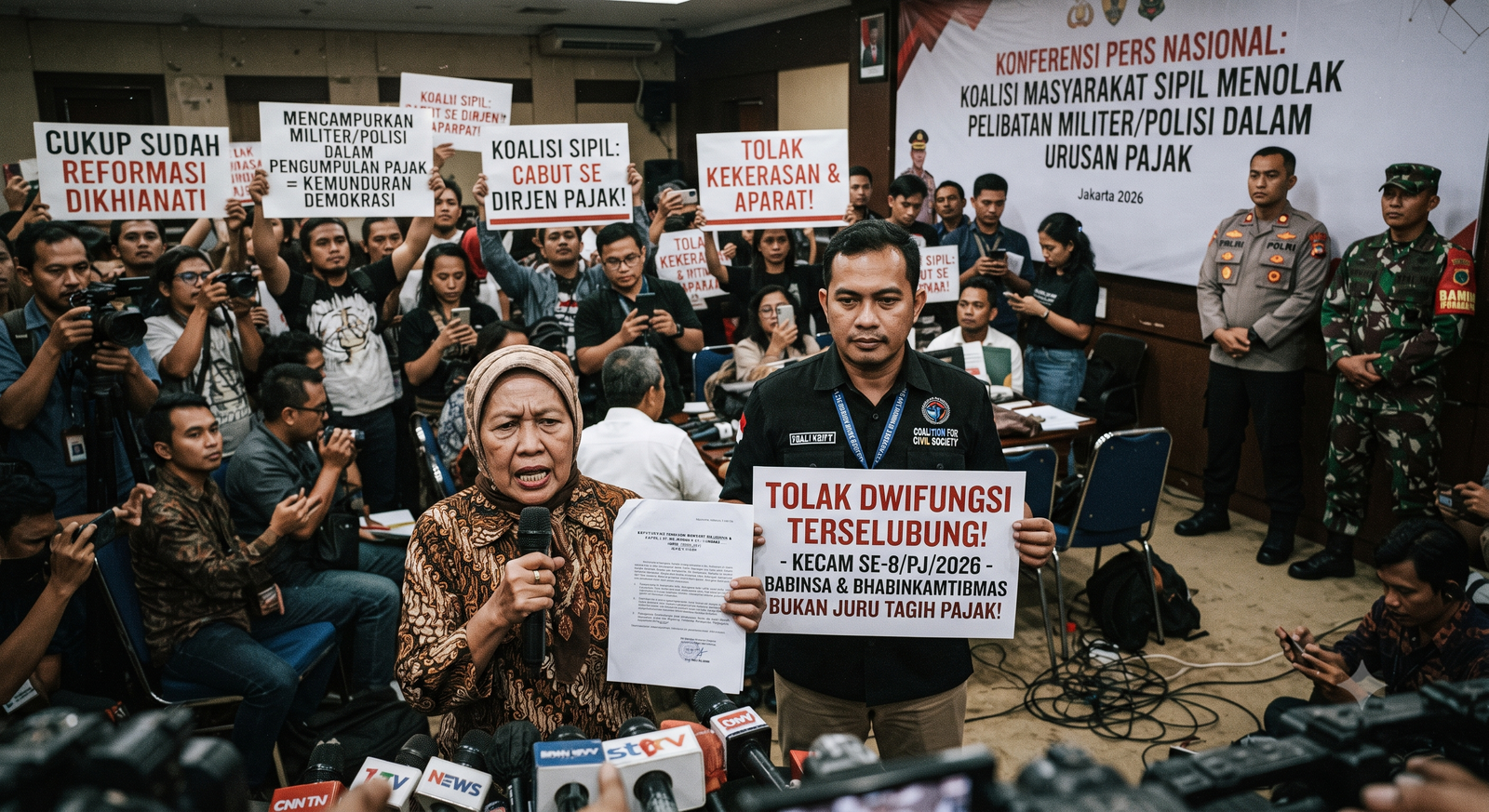 TOLAK DWIFUNGSI TERSELUBUNG: Koalisi Sipil Kecam Keras SE Dirjen Pajak Nomor SE-8/PJ/2026 yang Libatkan Babinsa dan Bhabinkamtibmas!