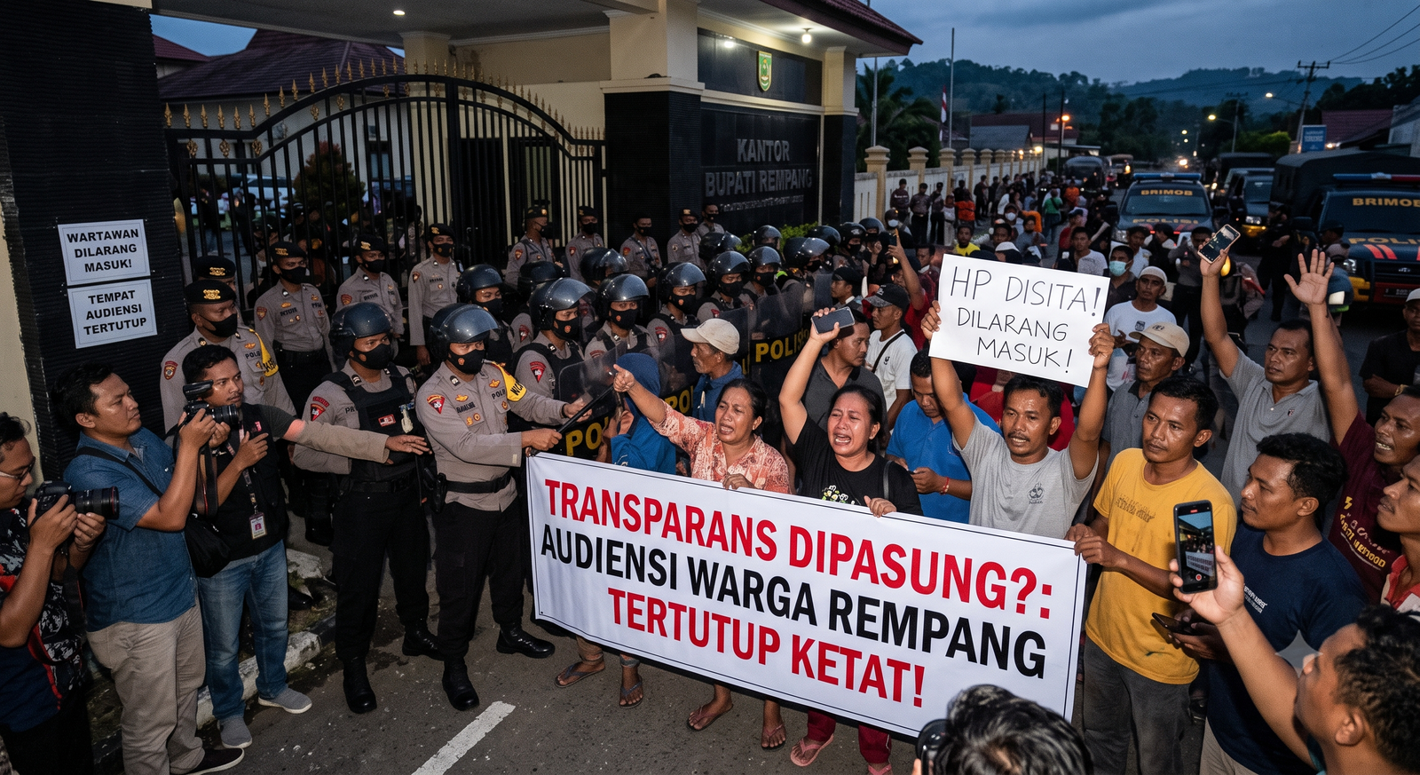 TRANSPARANSI DIPASUNG?: Audiensi Warga Rempang Tertutup Ketat, HP Disita & Wartawan Dilarang Masuk!