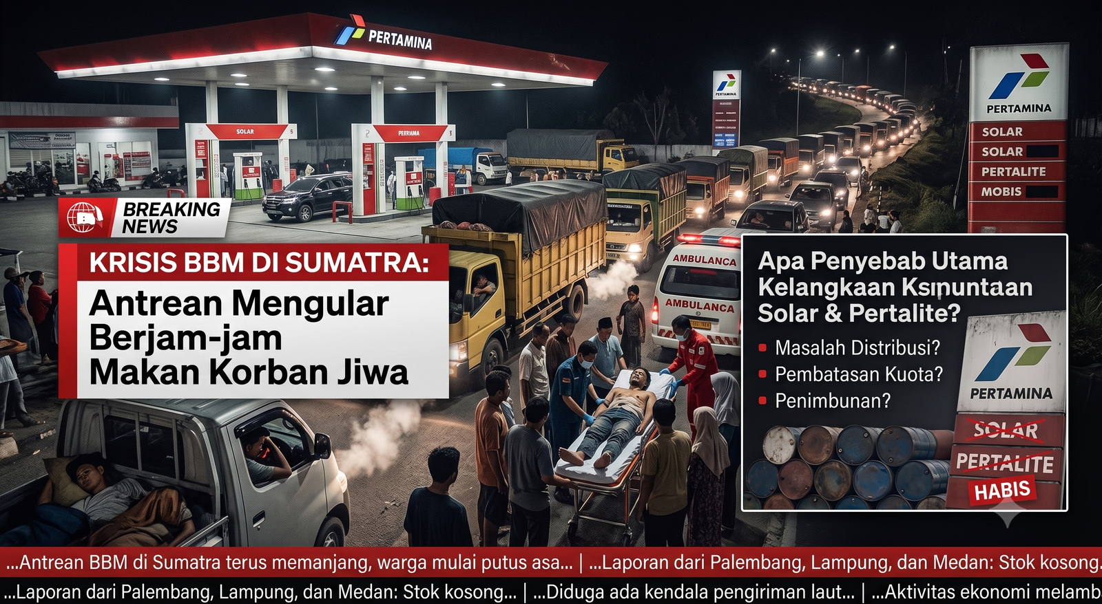 KRISIS BBM DI SUMATRA: Antrean Mengular Berjam-jam Makan Korban Jiwa, Apa Penyebab Utama Kelangkaan Solar & Pertalite?