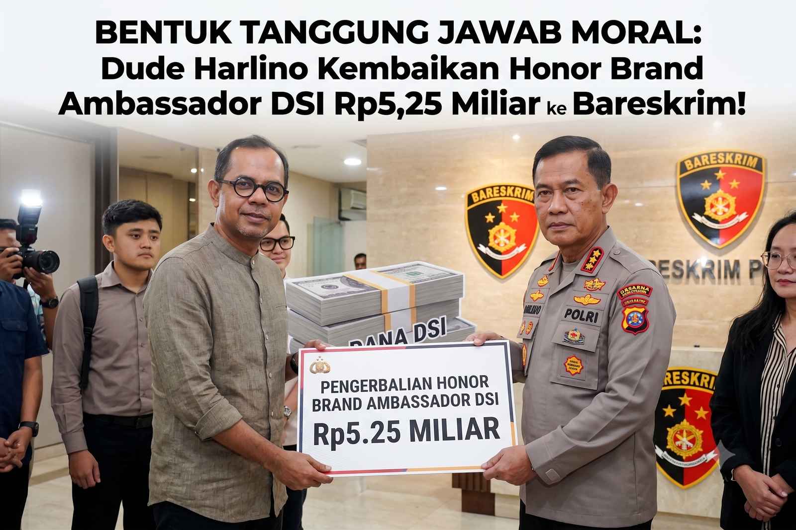 BENTUK TANGGUNG JAWAB MORAL: Dude Harlino Kembalikan Honor Brand Ambassador DSI Rp5,25 Miliar ke Bareskrim!