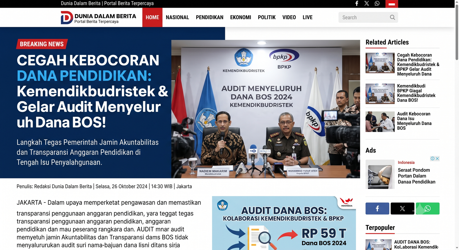 CEGAH KEBOCORAN DANA PENDIDIKAN: Kemendikbudristek & BPKP Gelar Audit Menyeluruh Dana BOS!