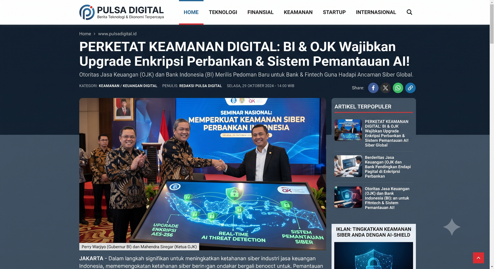PERKETAT KEAMANAN DIGITAL: BI & OJK Wajibkan Upgrade Enkripsi Perbankan & Sistem Pemantauan AI!