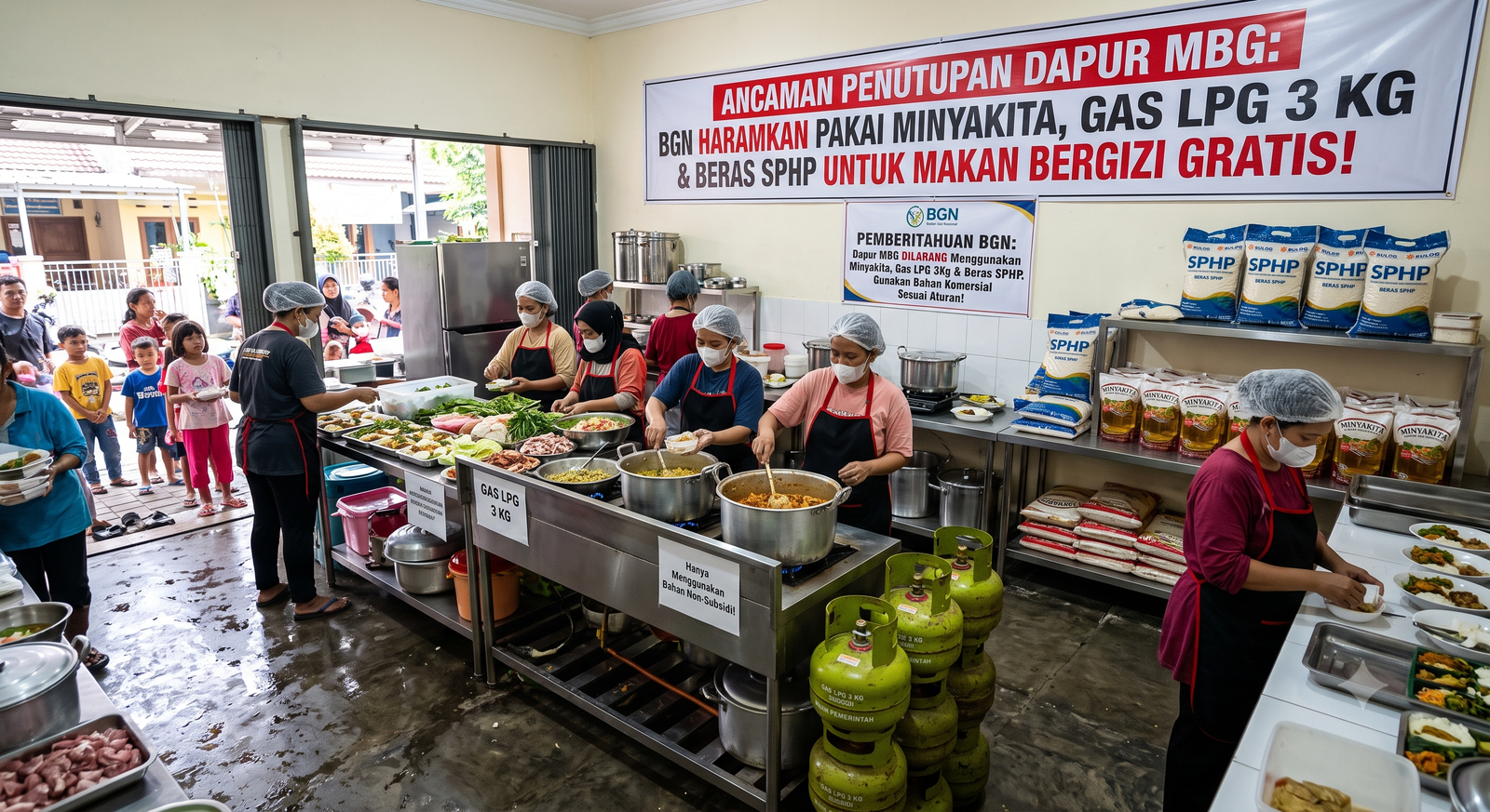 ANCAMAN PENUTUPAN DAPUR MBG: BGN Haramkan Pakai Minyakita, Gas LPG 3 Kg & Beras SPHP untuk Makan Bergizi Gratis!